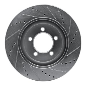 Ford Explorer Sport Trac Brake Rotor (1) - Front Left - R1 Concepts - Drilled & Slotted - Silver - `06-`10